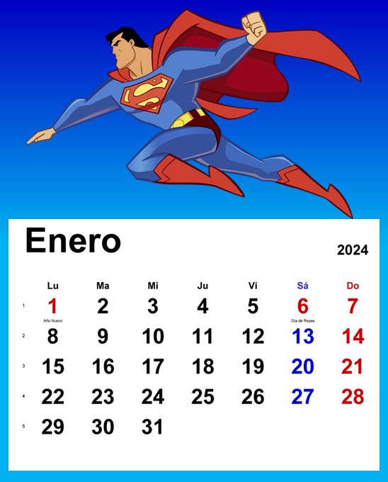 Kits imprimibles gratis calendario Superman 2024